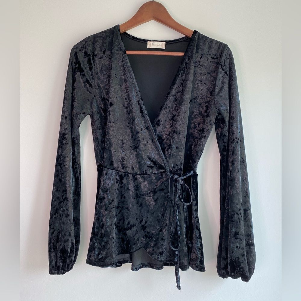 Altar’d State Velvet Wrap Tie Blouse - Size S